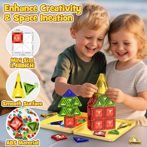 40PCS Magnetic Tiles Travel Storage Diamond Blocks 10% Thicker 3+ - size: 40 PCS