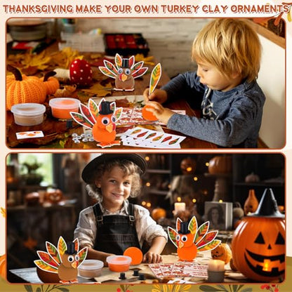 12 Sets Thanksgiving Craft Fall Kits DIY Turkey Clay for Kid Adult