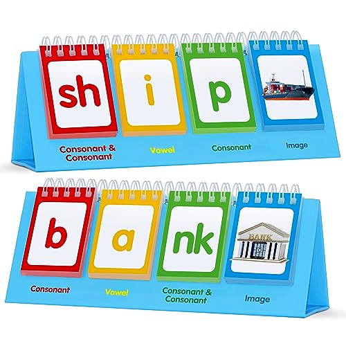 CVCC & CCVC Flip Charts, 40 Words Builder Phonic Games Freestanding Flip Chart Manipulative Spelling Toy Educational Learning Tool for Student Teacher School Supplies - style: CVCC & CCVC Word