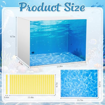 AmazingSpark 2 Set Ocean Diorama Box and Water Sticker Decor, Ocean Diorama Project Supplies Set, Cardboard Display Case Kit & Water Sticker with Double Sided Tapes for DIY Crafts Toys Dollhouse - style: Ocean,Cube