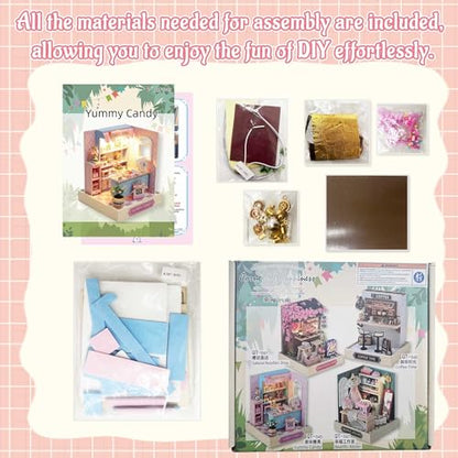 Flever Dollhouse Miniature DIY House Kit Creative Room with Furniture for Romantic Valentine's Gift (Yummy Candy) - color: Yummy Candy