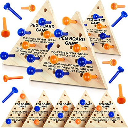 Skylety 12 Pack Triangle Peg Games Wooden Board Table Game, Blue and Orange - color: Blue and Orange