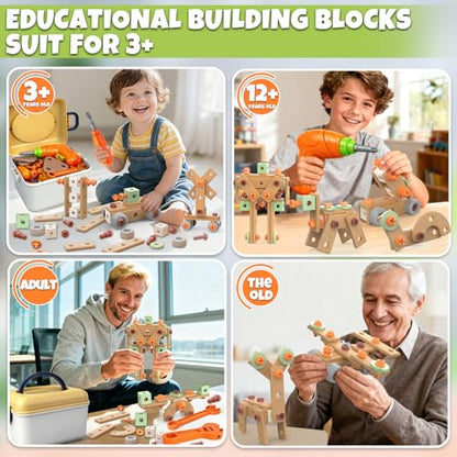 YongnKids 158 Pcs Kids Tool Set with Drill for Boys Girls Age 3-8