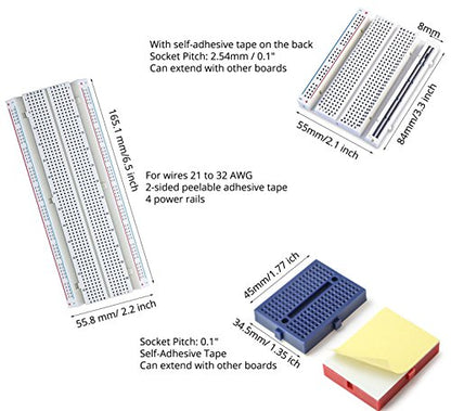 Solderless Prototype Breadboard | 1x830 tie in Point Breadboard 2x400 tie in Points Circuit Boards 6x170 tie Points Mini Modular breadboard Kit
