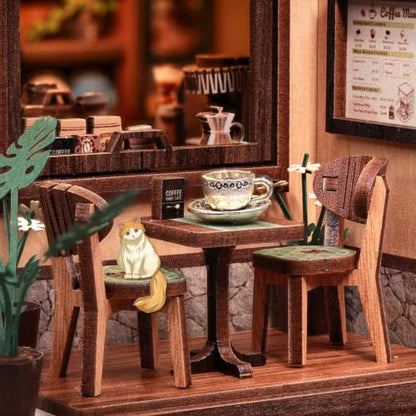 Cutefun Book Nook Kits for Adults, DIY Miniature House Kit Coffee Shop - color: Kissa Coffee