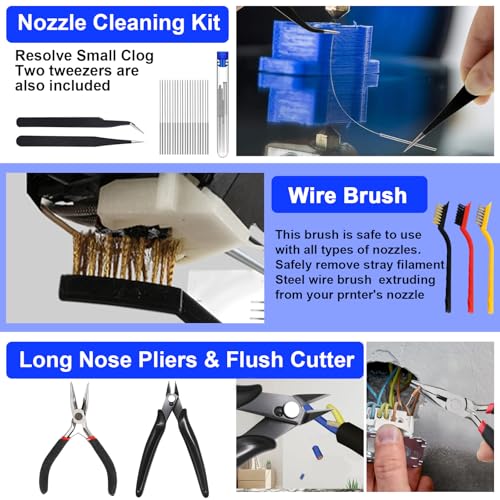 112 Pcs 3D Printer Tools Kit, 3D Printer Accessories for Cleaning,Finishing - color: 112PCS