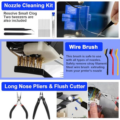 112 Pcs 3D Printer Tools Kit, 3D Printer Accessories for Cleaning,Finishing - color: 112PCS