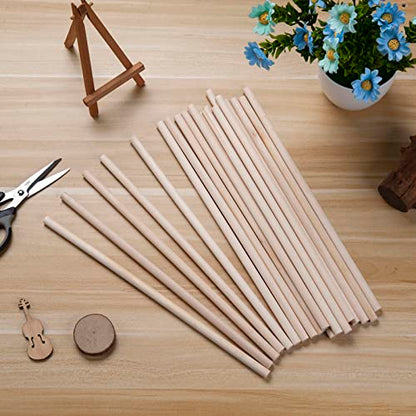 20 PCS Wooden Dowel Rods Wood Macrame Dowels 1/2x 12 inch, Round Wooden Sticks for Crafts, Unfinished Hardwood Sticks for Arts and DIYers, Crafting, Tiered Cake Support and Wedding Ribbon Wands - size: 1/2"×12"-20PCS