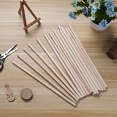 Wooden Dowels Wood Sticks for Crafts 3/8 x 12, 20 PCS Wood Dowel Rods, Round Macrame Dowels, Unfinished Hardwood Sticks for Arts and DIYers, Crafting, Tiered Cake Support and Wedding Ribbon Wands - size: 3/8"×12"-20PCS