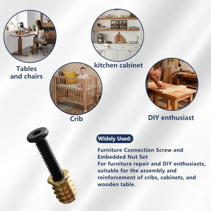Threaded Inserts for Wood 32 Sets 1/4"-20 – Furniture Hardware Kit with 1-3/4" Hex Bolts, Pilot Drill Bit & 2 Wrenches for Furniture Assembly, Drawer Repair, Cabinet Hinges (Screw in Nut Set) - size: 30+2 PCS