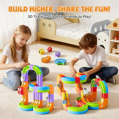 Electric Train Set, 3D Cube Track-DIY Rail Cube Block Kit - size: 32pcs+1 Car