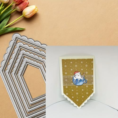 Lapoo Geometric Cutting Die for Scrapbooking - Durable, Cut Stencils for DIY Scrapbook Photo Album Decorative Paper Card, Card Making Supplies (Conical 5.5 x 3.6 in) - style: Conical 5.5 x 3.6 in