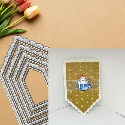 Lapoo Geometric Cutting Die for Scrapbooking - Durable, Cut Stencils for DIY Scrapbook Photo Album Decorative Paper Card, Card Making Supplies (Conical 5.5 x 3.6 in) - style: Conical 5.5 x 3.6 in