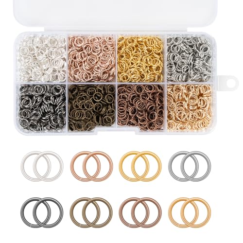 Amrules 2400 Pcs 6mm Open Jump Rings for Jewelry Making,Colorful - color: 8-Color