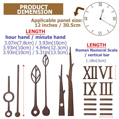 3 Sets 0.86in Shaft Clock Movement Mechanism with Hands and Numerals, CNYMANY Clock Repair Parts Replacement High Torque Long Shaft Clock Movement with 3 Pairs Hands & 1 Roman Numeral Scale - color: Shaft Clock Movement Mechanism + Hands + Numerals