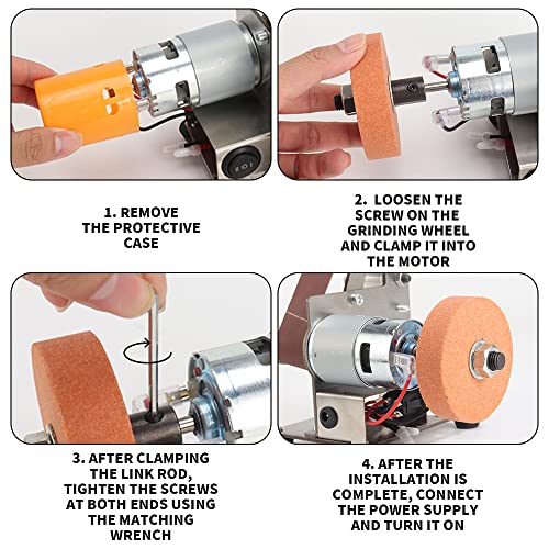 3-in-1 Mini Belt Sander Bench Grinder 7-Speed for Knife Making - color: Model.1 Universal Plus Kit, size: Model.1 Universal Plus Kit