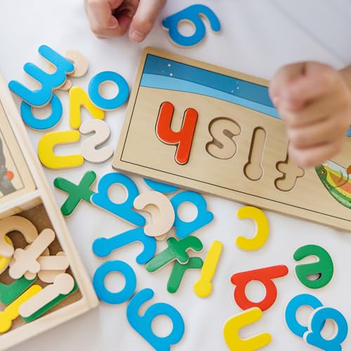 Melissa & Doug See & Spell Wooden Educational Toy with 8 Double-Sided Spelling Boards and 64 Letters Preschool Learning Activities, See & Spell Learning Toys for Kids Ages 4+ - size: 13.9 x 9.2 x 1.75, style: English