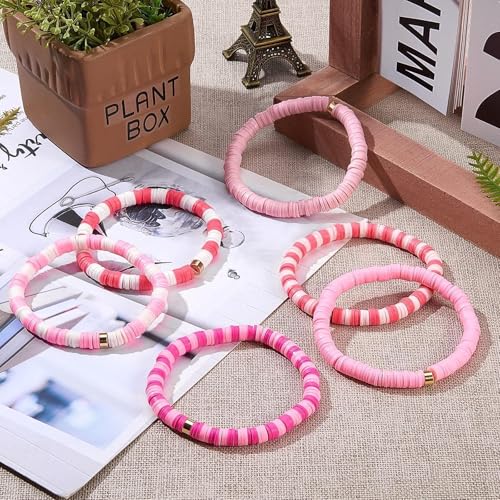 4000pcs Pink 6mm Round Polymer Clay Beads for Bracelets Making Kit - color: Pink