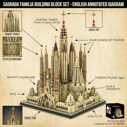 Sagrada Família - Spain Church Building Sets,10328 PCS Cathedral for Adults - color: Sagrada Família