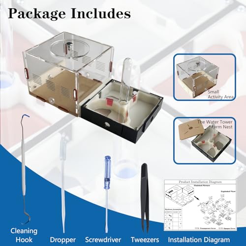 Ant Farm Nest Science DIY Terrarium Kit Care for Live Ants Ant Habitat with Water Tower Nurturing Room and Comprehensive Observation-Set 1 - size: 1