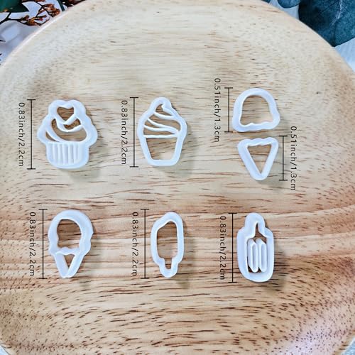 Xaekicr 7 PCS Cute Dessert Polymer Clay Cutters Set – Ice Cream, Cupcake, Cake Slice Clay Earring Cutters – DIY Polymer Clay Molds & Clay Tools for Jewelry Making - color: L color