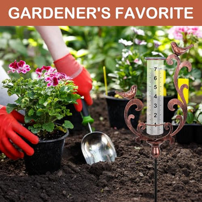 Rain Gauge Outdoor, 39" Cast Iron Bird Rain Gauge Outdoors Best Rated - color: Bronze - Bird