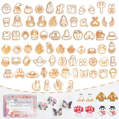 70 Pcs Fall Winter Polymer Clay Cutters, Halloween Thanksgiving Christmas
