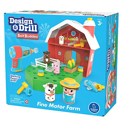 Educational Insights Design & Drill Bolt Buddies Barn - Construction Toys & Tools for Kids, Take Apart STEM Set with Real Electric Toy Drill, Pretend Play Building Kit, Gifts for Toddlers Ages 3+