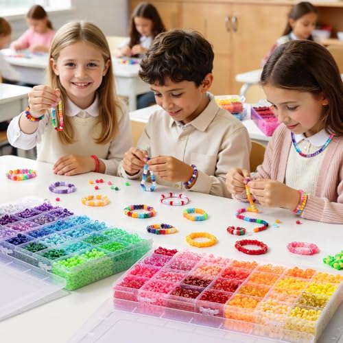 Simetufy 10000Pcs Pony Beads Bulk, 56 Colors 6x9MM Plastic Kandi Beads Kit for Crafts Bracelet Making Hair Braiding Jewelry Key Chains DIY Gifts, 5.74lb (2 Large Boxes) - color: 56colors-10080pcs
