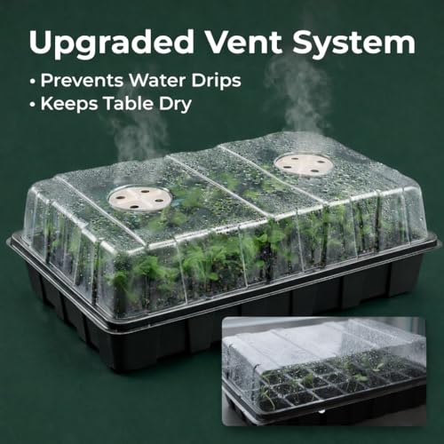 Gardzen 10-Set Garden Propagator Set, Seed Tray Kits with 400-Cell, Seed Starter Tray with Dome and Base 15" x 9" (40-Cell Per Tray) - size: 40-Cell Black 10-Pack