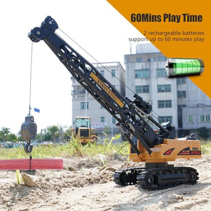 Jiakora Remote Control Crane Toy, 1:14 Scale RC Construction Vehicle with Metal Hook & 2 Batteries Included - Realistic Engineering Toy Truck, for Boys Girls 3 4 5 6 7 8 Years Old - style: Tower Crane