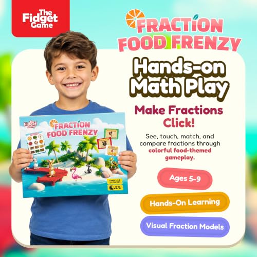 The Fidget Game Fraction Food Frenzy, Fractions Game for Kids, Grades 1-3