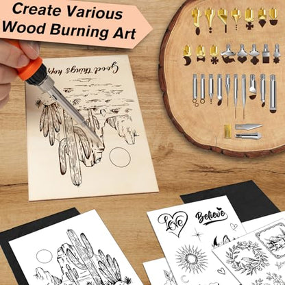 K KERNOWO Wood Burning Kit - 156Pcs All-in-One Wood Burning Tool Pen Adjustable Temperature Wood Burner Kit Crafts Gifts for Adults & Teens, Woodburning Kits for Beginner Pyrography - color: Black