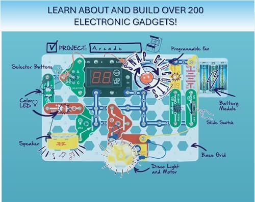 SNAP CIRCUITS Arcade SCA-200 STEM Electronics Kit for Kids Ages 8+ - style: Arcade
