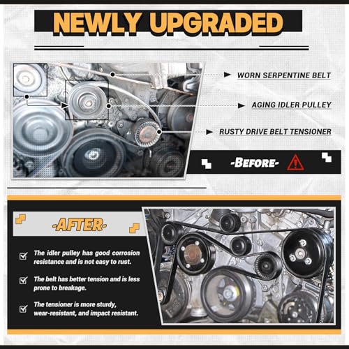 Drive Belt Tensioner and Idler Pulley Serpentine Belt kit Compatible with Mercedes-Benz ML350 C230 C300 C350 E350 S550, 2006-2011#Replace 2722021419 2722000270 6pk2404