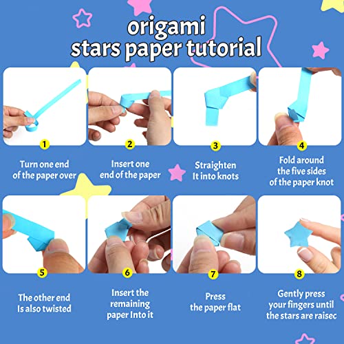 CCINEE 840 Sheet Luminous Origami Star Paper Strips, Glow in the Dark DIY Handmade Crafts Origami Lucky Star Paper, 4 Styles 40 Colors