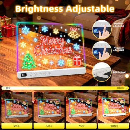 Led Drawing Board with 13 Light Effects, 16" Rechargeable Glow Doodle LED Note Board with Colors, Neon Light Up Drawing Tablet Gifts for Kids for Easter Birthday Christmas Gift Ideas - color: White