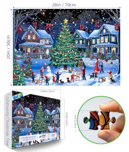 Blueforest 1000 Piece Community Christmas Tree Jigsaw Puzzle for Adults - color: Community Christmas Tree