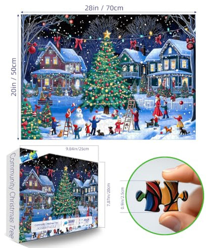 Blueforest 1000 Piece Community Christmas Tree Jigsaw Puzzle for Adults - color: Community Christmas Tree