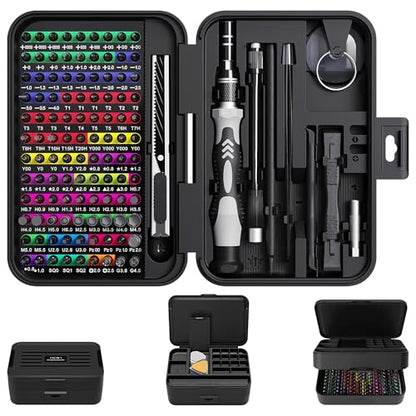 132PC Screwdriver Set, Magnetic Precision Screwdriver Kit with Color-Coded Nut Drivers, S2 Steel Repair Tool Kit for Electronics, Computer, Laptop, iPhone, PC, PS5, Watch & Home DIY