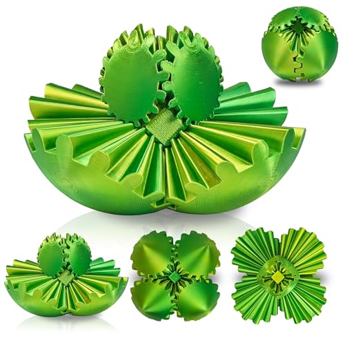 Gear Sphere Fidget Toy Gear Ball 3D Printed Rotating Ball or Cube Fidget Toy, Stress Gearsphere Desk Toy for Anxiety Relief ADHD - color: 1 Pcs Yellow & Green