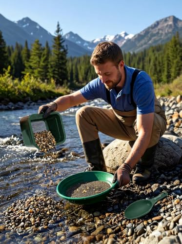 Sluice Fox mini Classifier Screen Gold panning Kits, Stainless Steel Screen mesh sifting Sieve Prospecting and gem Sorting; Shark Tooth sift Sifter - color: 5 Piece Green