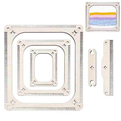 NBEADS 5 Pcs Weaving Loom Kit, Rectangle Weaving Loom Kit with Weaving Comb and Weaving Tools Wooden Multi-Craft Weaving Loom for Beginners and Weaving Enthusiasts