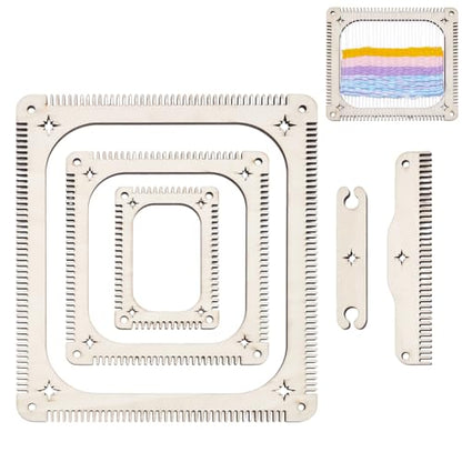 NBEADS 5 Pcs Weaving Loom Kit, Rectangle Weaving Loom Kit with Weaving Comb and Weaving Tools Wooden Multi-Craft Weaving Loom for Beginners and Weaving Enthusiasts