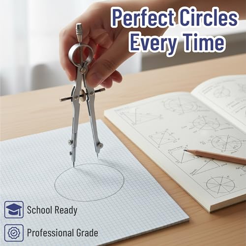Mr. Pen- Geometry Set, 15 pcs, Light Grey, 6 Inch Swing Arm Protractor - color: Light Grey
