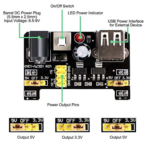 Smraza 485 Pieces Electronics Starter Kit with 830 Breadboard for Arduino - color: F)D1