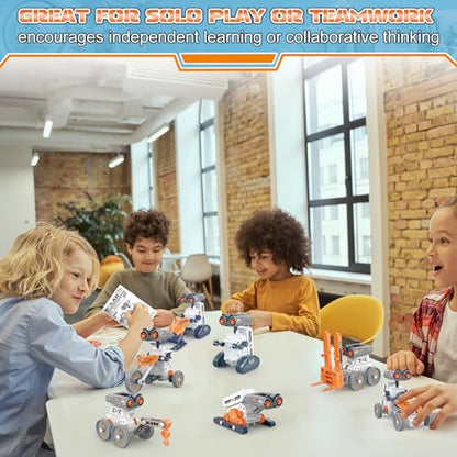 21 in-1 Solar Robot Building Kit STEM Gift for Kids 8-13, DIY Educational Science Robotics Toy Battery Solar Powered STEM Building Toy Set with 210 Pieces - size: 21 in 1