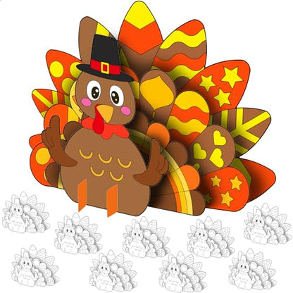 Fancy Land Thanksgiving Crafts for Kids DIY Turkey Puzzle Crafts 10 Sets