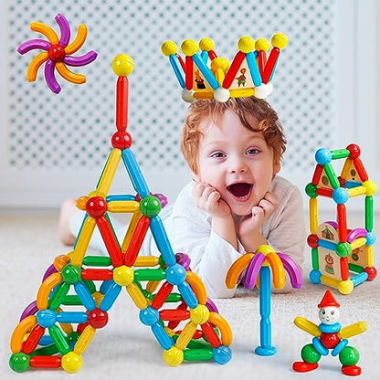 MAGBLOCK 136PCS Magnetic Building Blocks Magnet Sticks for Kids 3+ - color: 136pcs