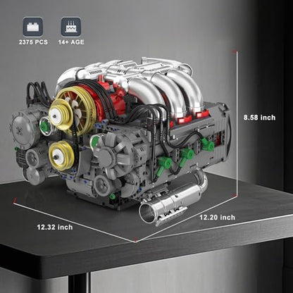 NUTCRACKER Flat Engine Building Set, V8 Model Engine Kit, Mini Engine Scale Model with Motor That Works, DIY STEM Project Building Toy, Creative Birthday Gift for Adult Boys 14+ (2375 Pieces)